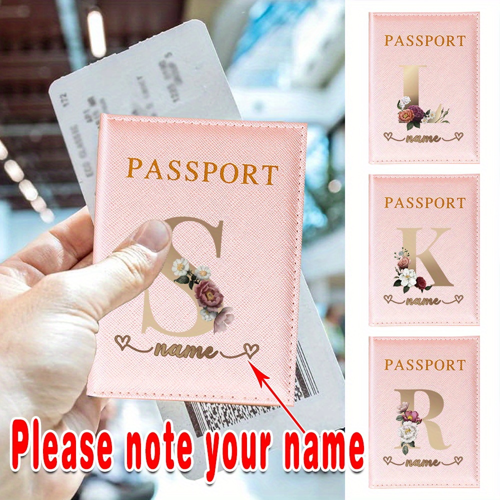 Leather Passport Cover - Personalized Name/Text Synthetic Leather Passport Holder