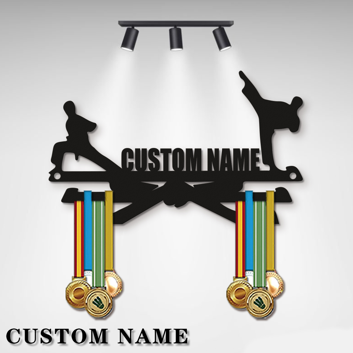 Personalized Engraved Gift - 1pc Custom Wooden Taekwondo Medal Hanger,