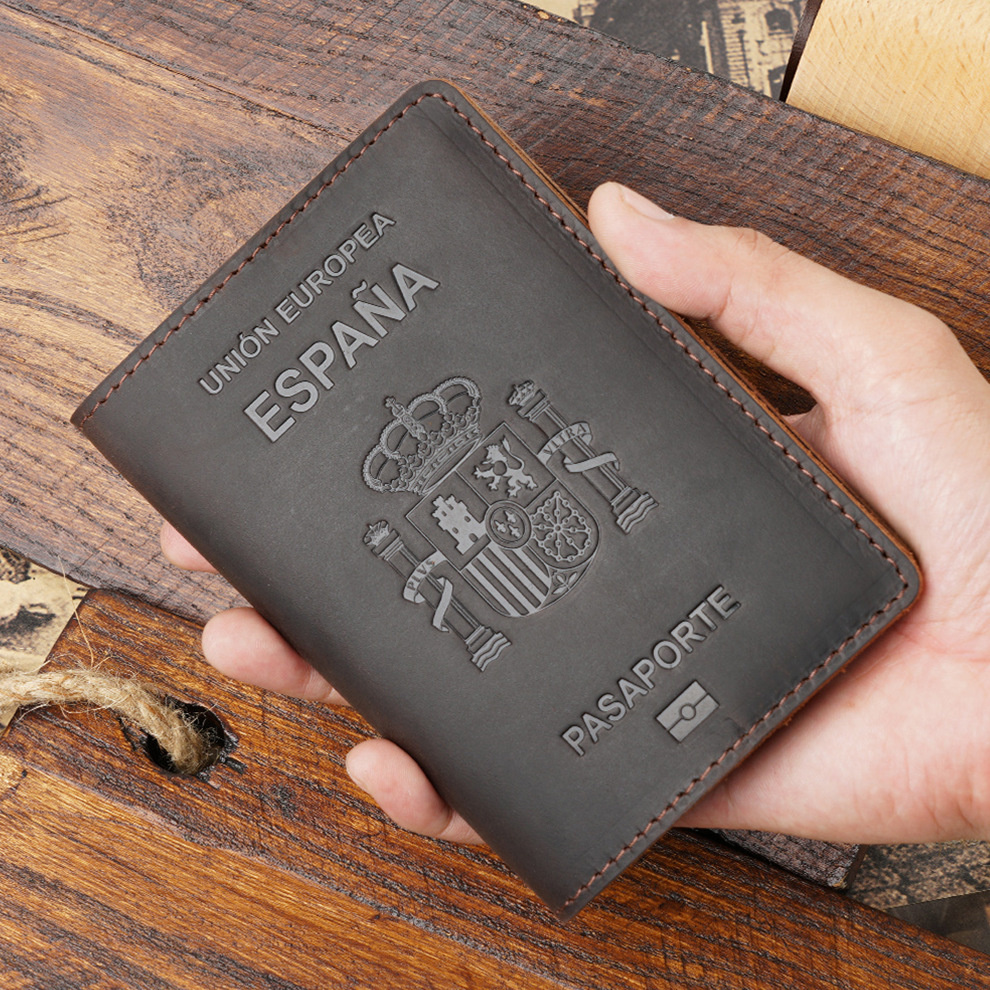 Leather Passport Cover - AIGUONIU High-end Spain Genuine Leather Passport