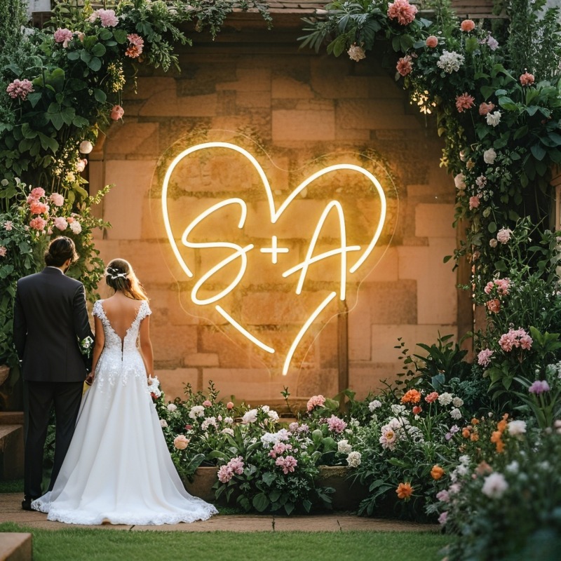Custom Initials Heart LED Neon - Personalized Engraved Gift บทวิจารณ์และราคา