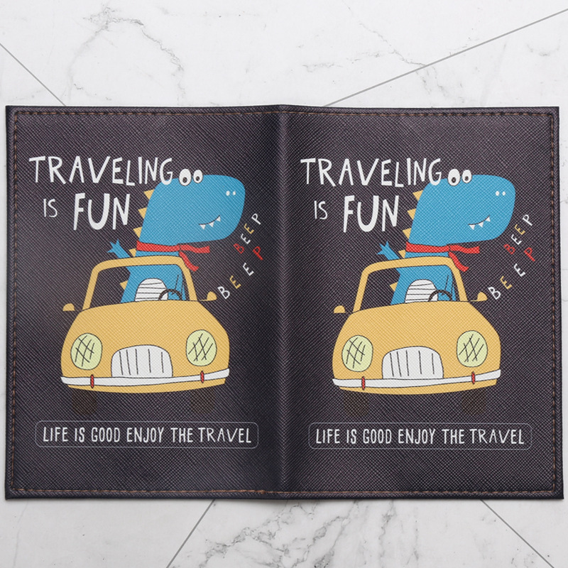Cartoon dinosaur printed Passp - Leather Passport Cover บทวิจารณ์และราคา